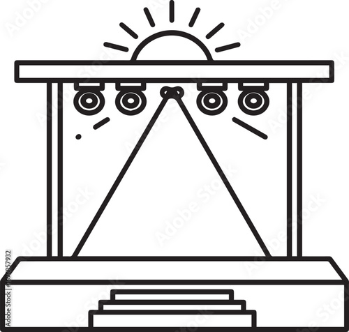 Minimalist outdoor stage with lights silhouette