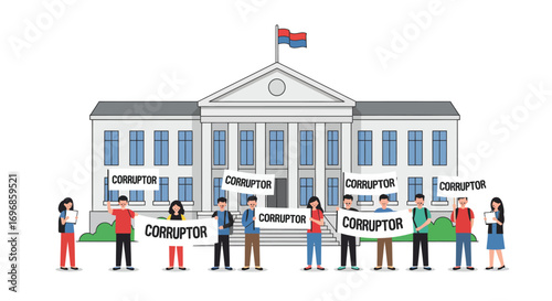 A protest against corruption in front of a government building