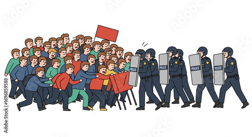 Confrontation between protesters and police