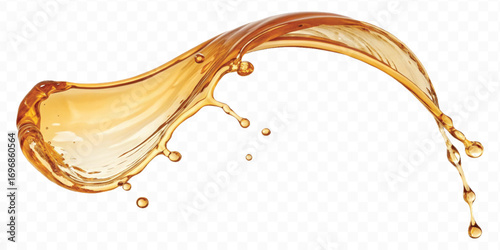 realistic smooth liquid honey splash in curve style isolated on transparent background