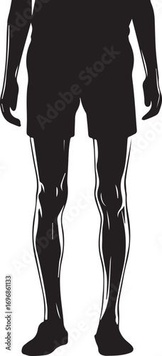 Human figure with bent knees in a dynamic silhouette pose