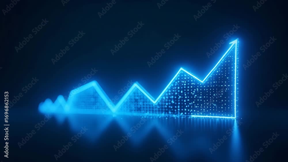 abstract glowing blue growth chart low polygon particle triangle style wireframe light connections vector wireframe concept concept as Abstract glowing blue growth chart with low polygon particle tria