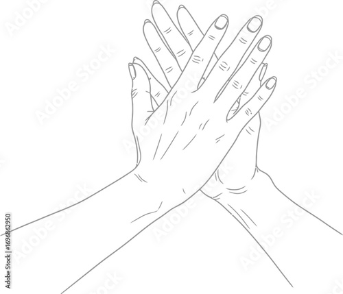 Line art hands high five illustration drawing vector graphic
