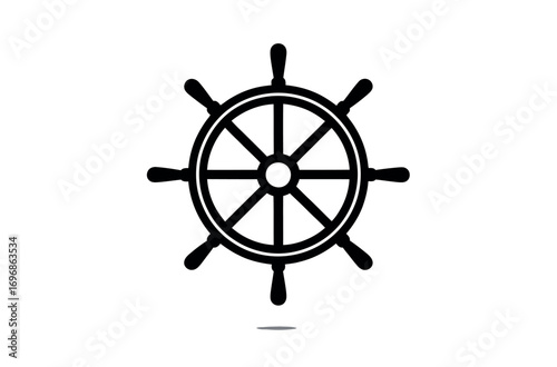 Simple Black Steering Wheel Icon Against a Light Gray Background