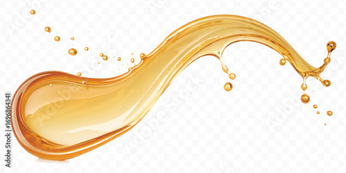 realistic smooth liquid honey splash in curve style isolated on transparent background
