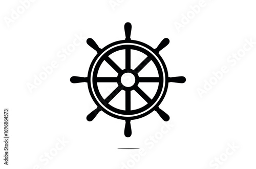 Simple Black Steering Wheel Icon Against a Light Gray Background