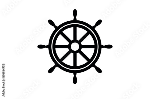 Simple Black Steering Wheel Icon Against a Light Gray Background