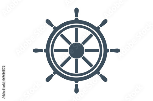 Simple Black Steering Wheel Icon Against a Light Gray Background