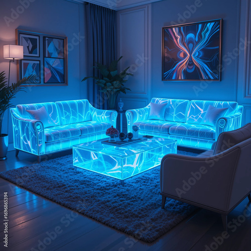  Futuristic Neon Living Room with Luminous Furniture