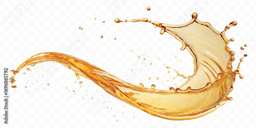 realistic smooth liquid honey splash in curve style isolated on transparent background