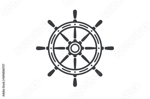 Simple Black Steering Wheel Icon Against a Light Gray Background