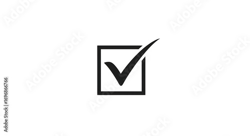 A simple black check mark inside a square box isolated on a white background in a minimal style ai generated