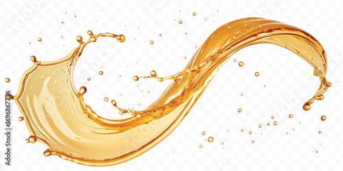 realistic smooth liquid honey splash in curve style isolated on transparent background