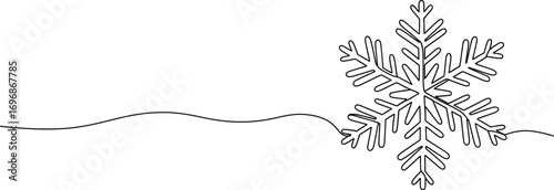 Snowflake continuous line drawing winter christmas holiday art