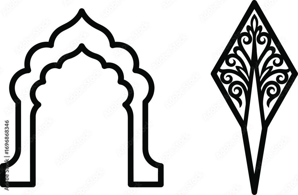 Naklejka premium Vector graphic design of archway and decorative diamond shape