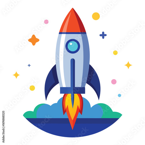 startup rocket vector icon