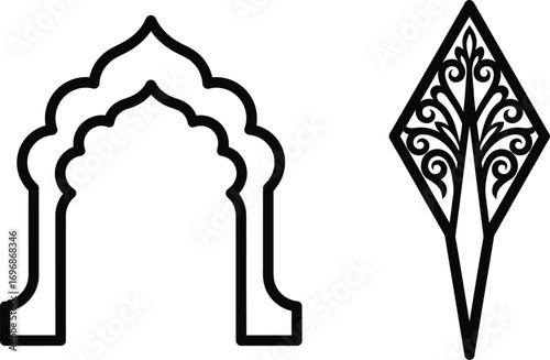 Vector graphic design of archway and decorative diamond shape