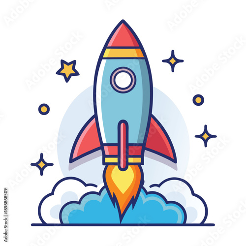 start up rocket vector illustration