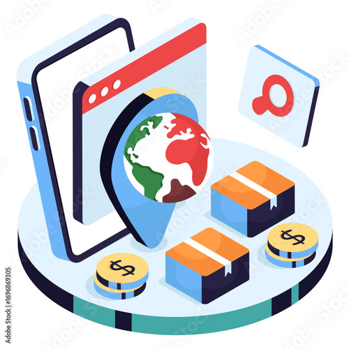 A unique design icon of global location