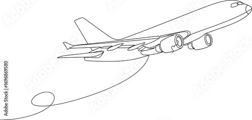 Airplane continuous line drawing vector illustration design