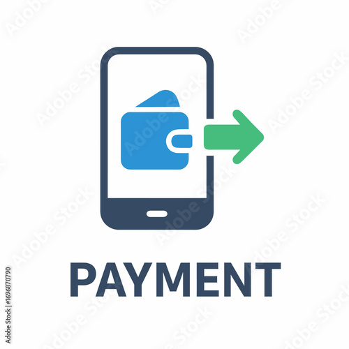 Flat Vector Illustration of Mobile Payment with Smartphone and Wallet Icon