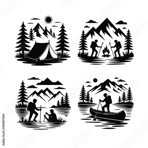 Outdoor Adventure & Camping Silhouettes Set