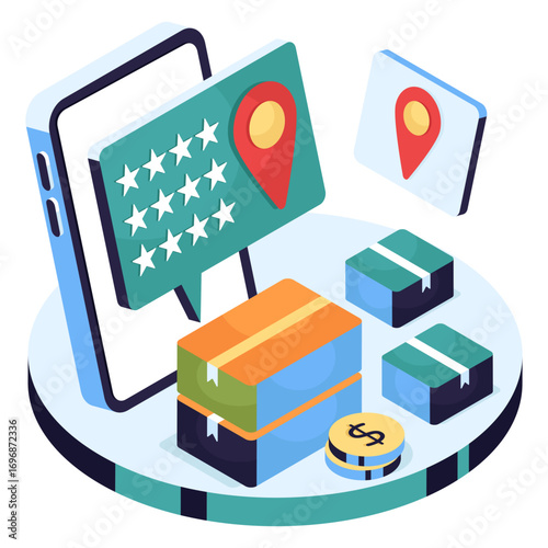 Isometric design icon of customer feedback
