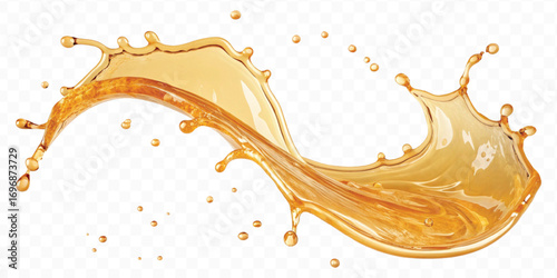 realistic smooth liquid honey splash in curve style isolated on transparent background