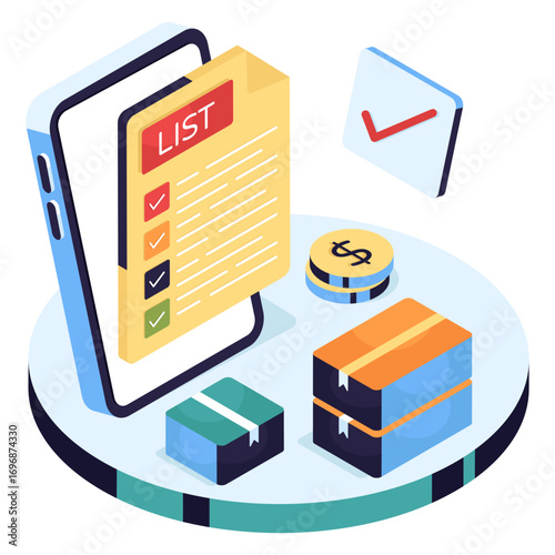 Premium download icon of mobile checklist