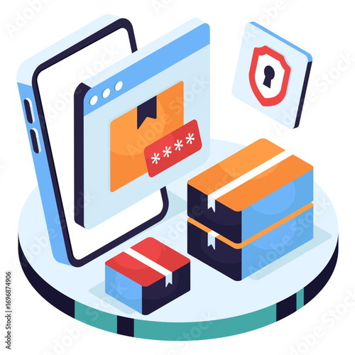 An icon design of online parcel