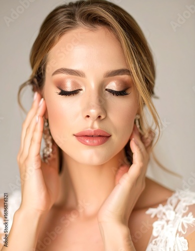 Elegant bride makeup close-up
