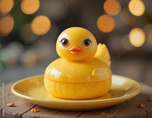 Adorable yellow duck dessert in a playful shape, perfect for celebrations and Easter.