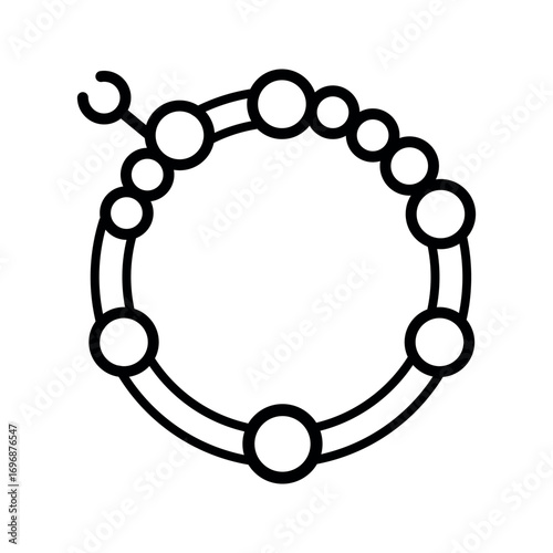 Black line art bracelet with circular beads jewelry accessory