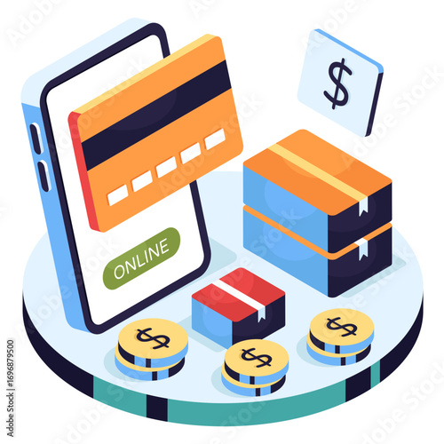 Trendy vector design of parcel card payment