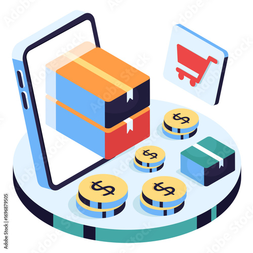 A creative design icon of mobile parcel payment