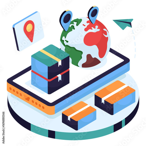 A unique design icon of global parcel location