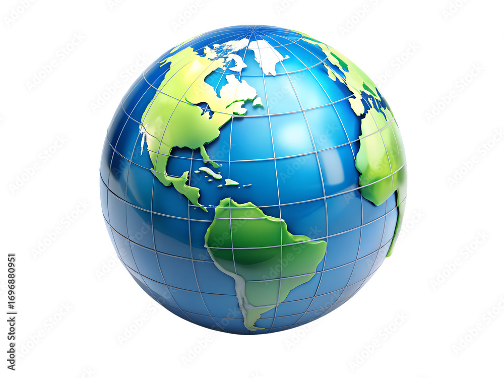 Naklejka premium A blue and green globe of the earth isolated on transparent background