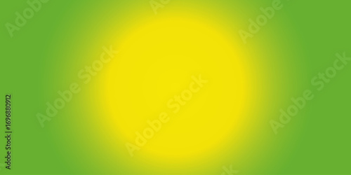 Abstract sunny yellow and green background with glowing circles and warm summer light rays.