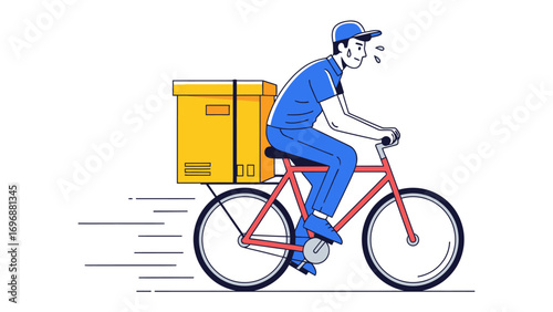 Delivery Cyclist in Motion: A dedicated delivery cyclist swiftly pedals along, laden with a sizable package, symbolizing reliability and efficient service
