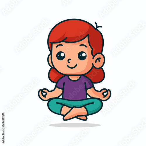 Cartoon girl practicing yoga vector illustration