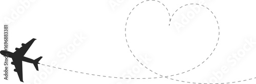 Airplane Silhouette with Heart Shaped Flight Path
