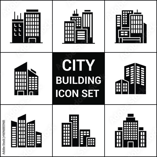 City Building icon vector set, apartment illustration Logo, Editable stroke. Vector illustration