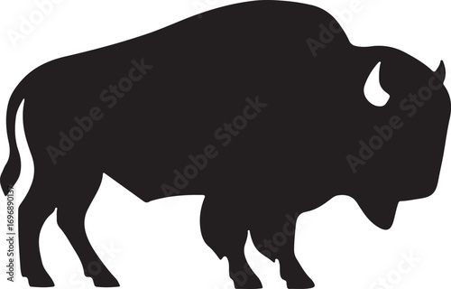 Majestic silhouette of a bison roaming through the wild plains iconic animal symbol