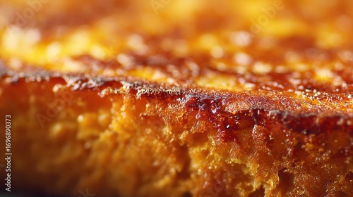 Close Up of Golden Brown Baked Dessert.
