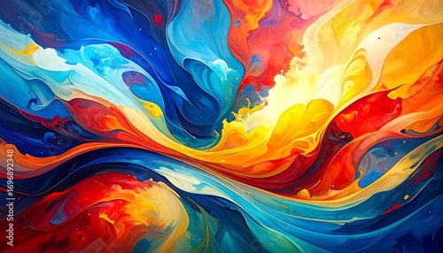 Abstract painting of vibrant color swirls
