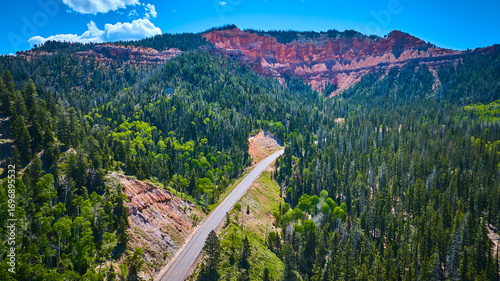 Tablou pe pânză Aerial Scenic Road Forest and Red Rock Cliffs Dixie National Forest Utah