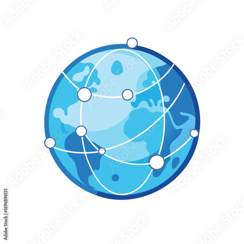 Global network connections illustrated on a blue earth globe
