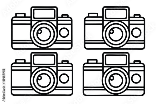 Four black outline cameras photography vintage