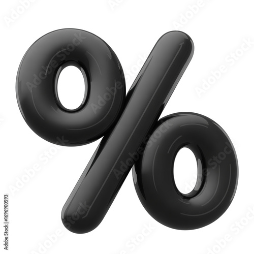 black percent symbol 3d render icon 