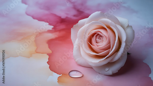 A Gentle Rose in Watercolor Hues A Symphony of Petals and Tranquility a Serene Floral Masterpiece